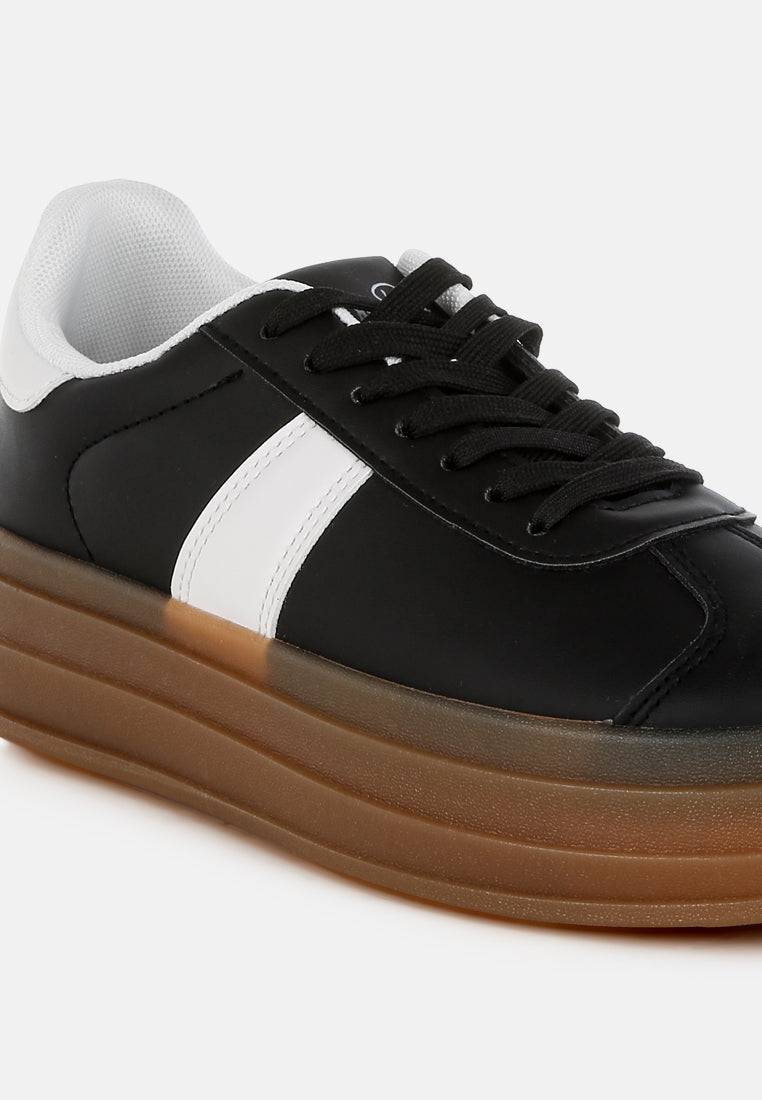 faux leather lace-up sneakers by rag#color_black