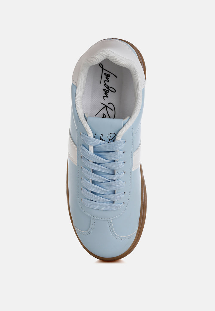women classic faux leather lace-up sneakers#color_blue