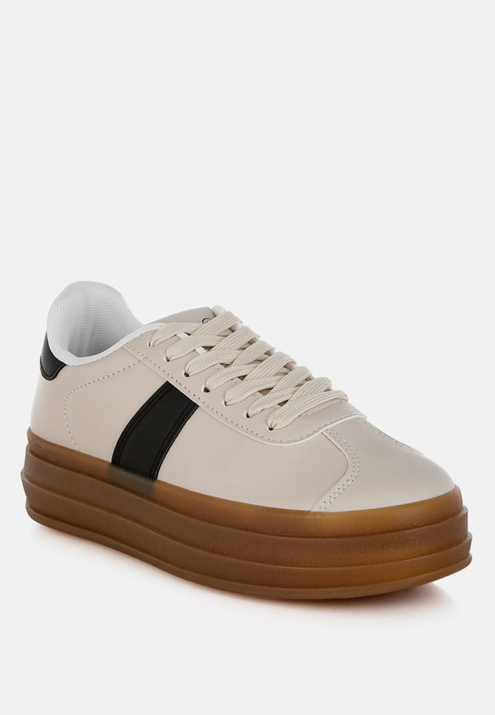 women classic faux leather lace-up sneakers#color_off-white
