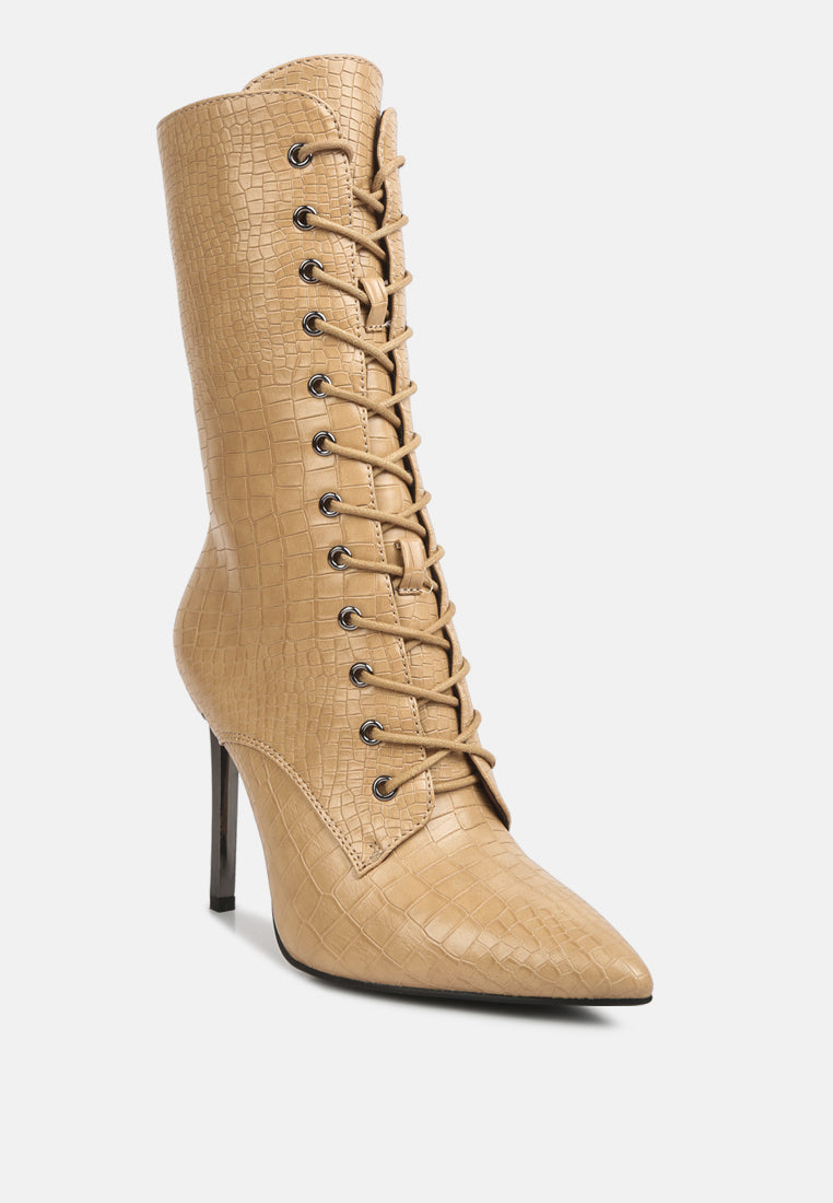 women croc textured over the ankle boots#color_beige