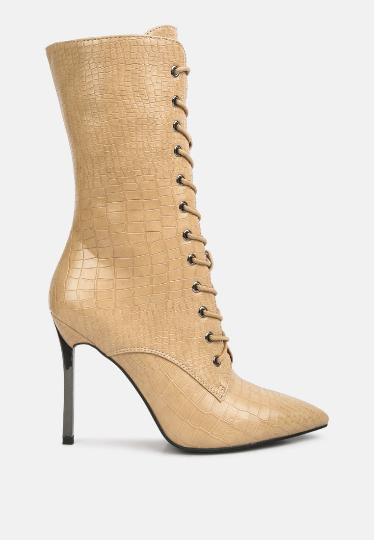 women croc textured over the ankle boots#color_beige