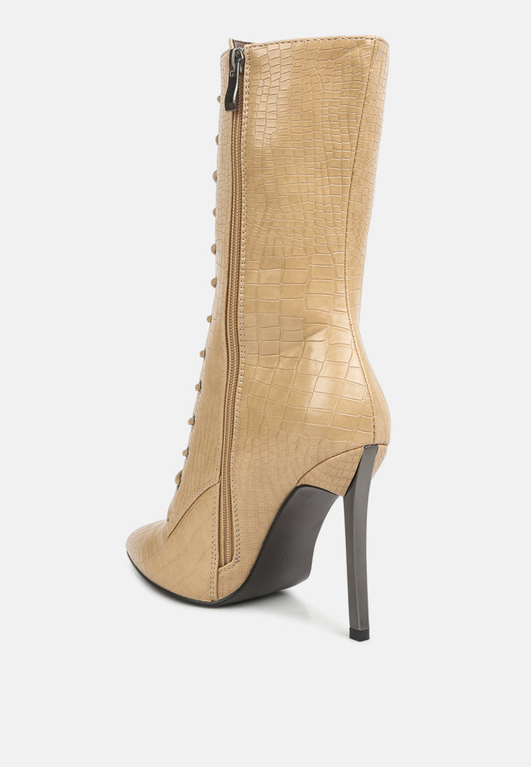 women croc textured over the ankle boots#color_beige