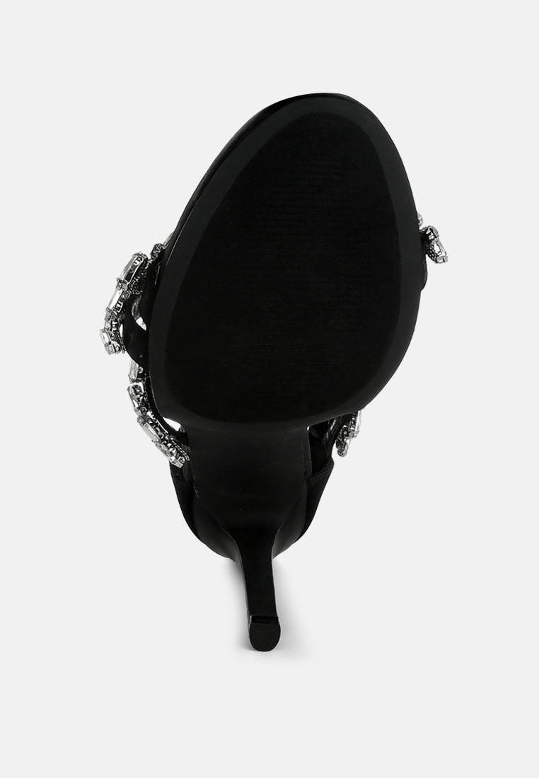 women diamante embellished stiletto heel sandals#color_black