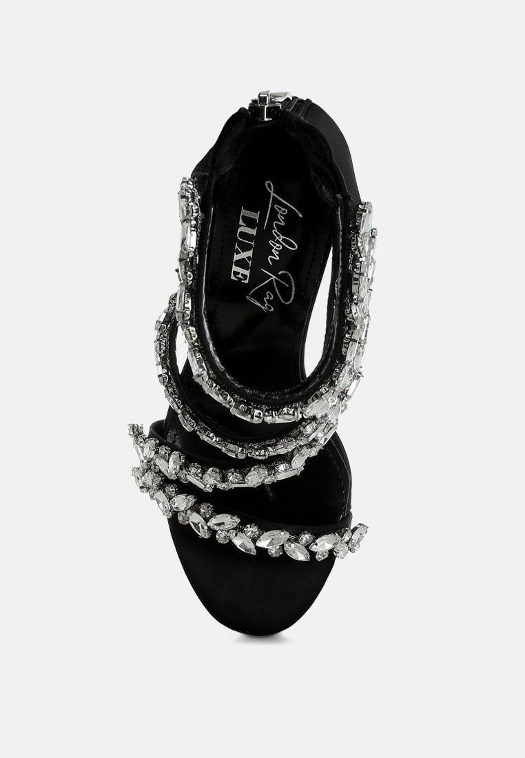women diamante embellished stiletto heel sandals#color_black