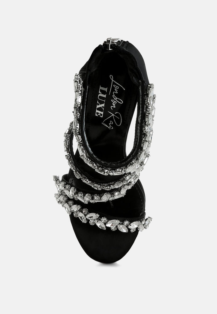 women diamante embellished stiletto heel sandals#color_black