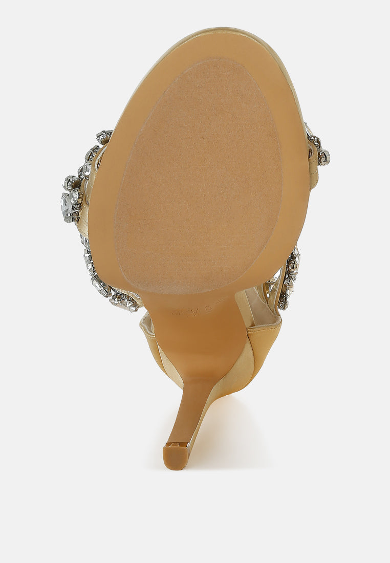 women diamante embellished stiletto heel sandals#color_gold