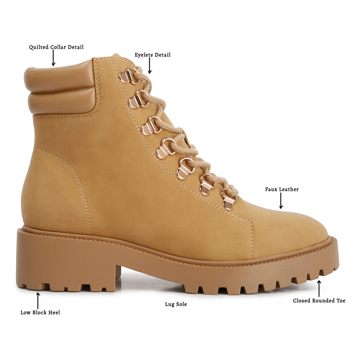 women smooth lace-up boots#color_beige