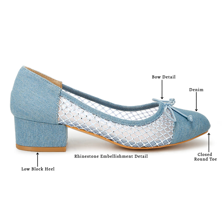 Mesh Denim Pumps