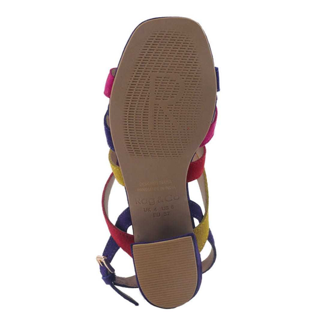 women mon lapin red high heeled block leather sandal#color_multi-blue