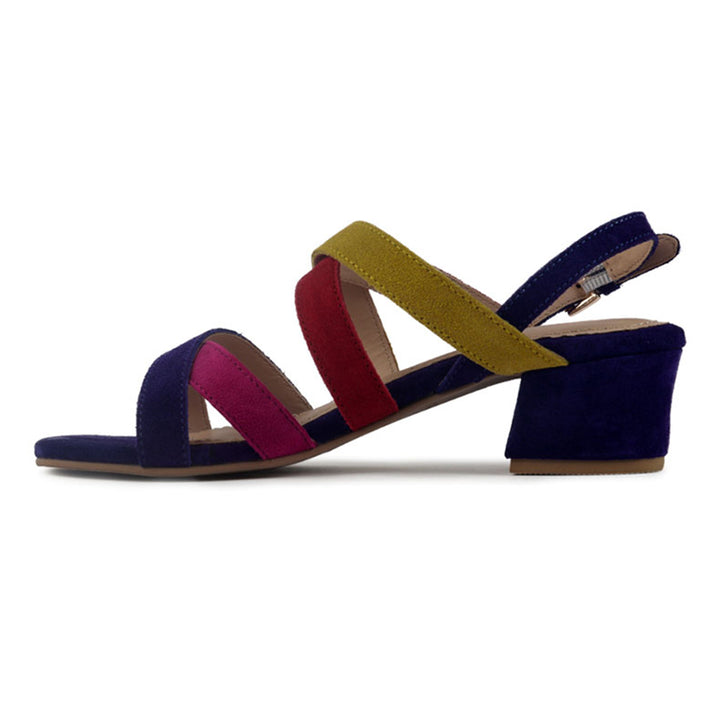 women mon lapin red high heeled block leather sandal#color_multi-blue