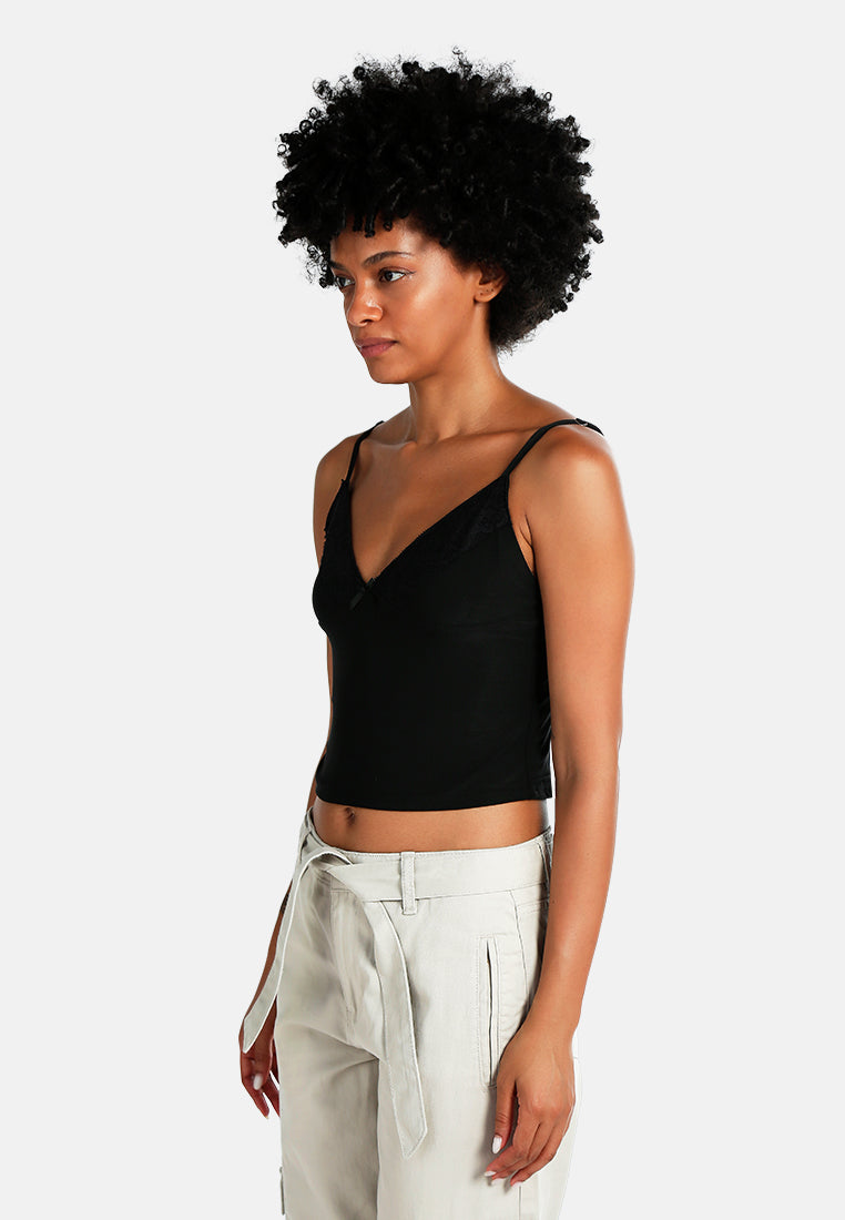 lace detail slip top#color_black