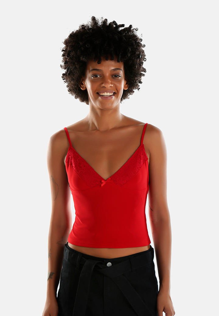 lace detail slip top#color_red