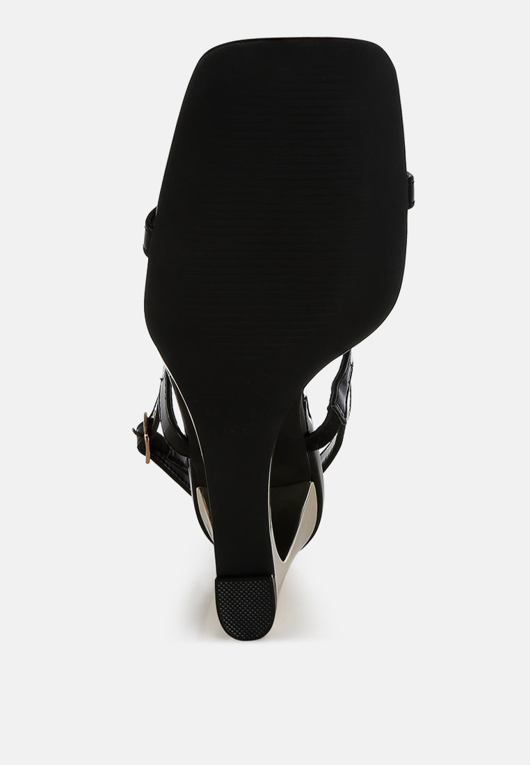 women metallic fantasy wedge heel sandals#color_black