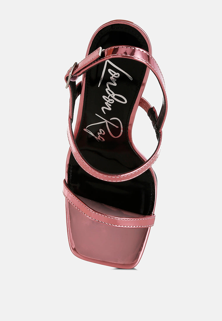 women metallic fantasy wedge heel sandals#color_pink