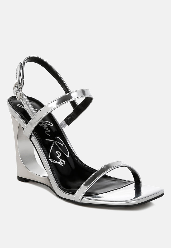 women metallic fantasy wedge heel sandals#color_silver