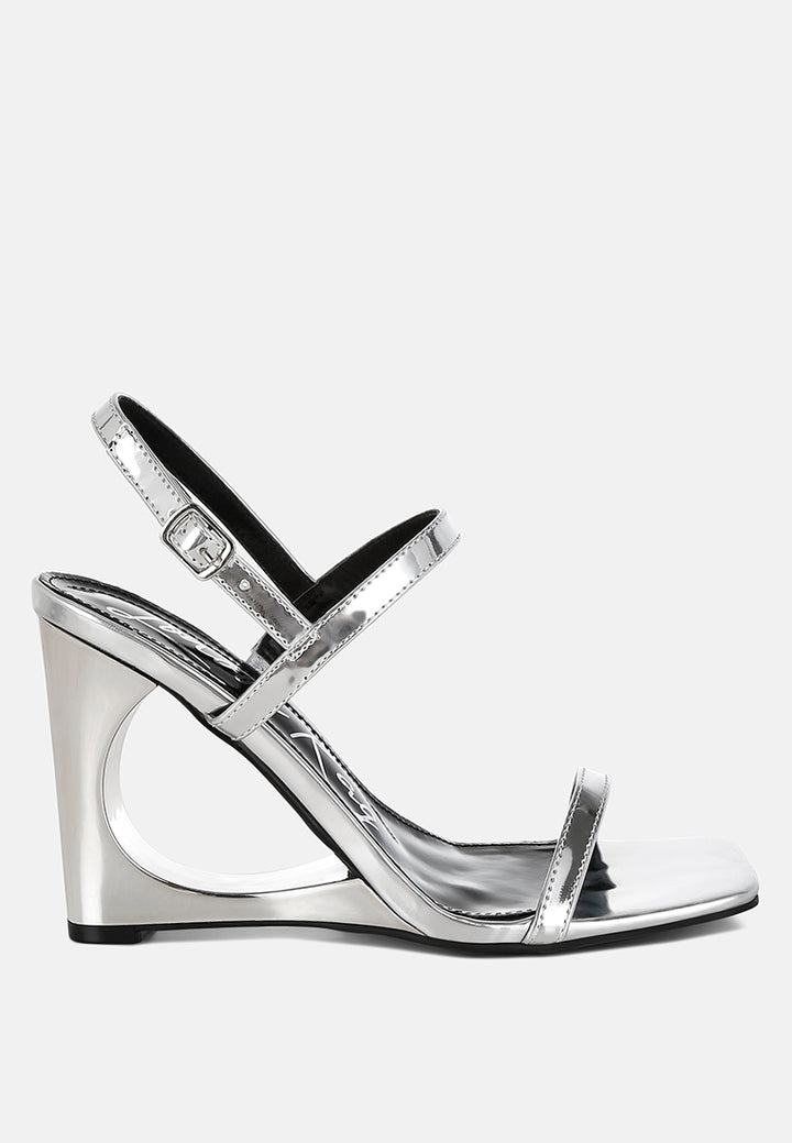 women metallic fantasy wedge heel sandals#color_silver