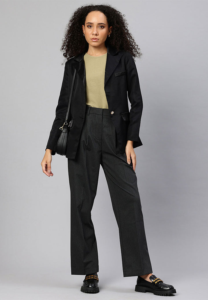 Women Lapel Collar Buttoned Blazer