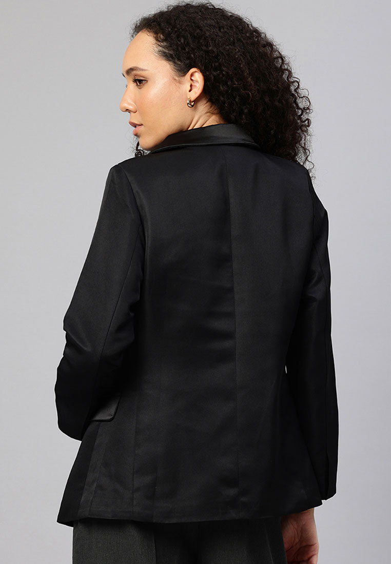 Women Lapel Collar Buttoned Blazer