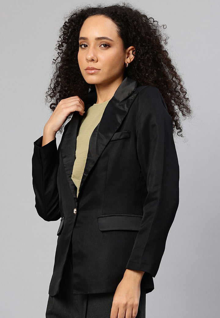 Women Lapel Collar Buttoned Blazer