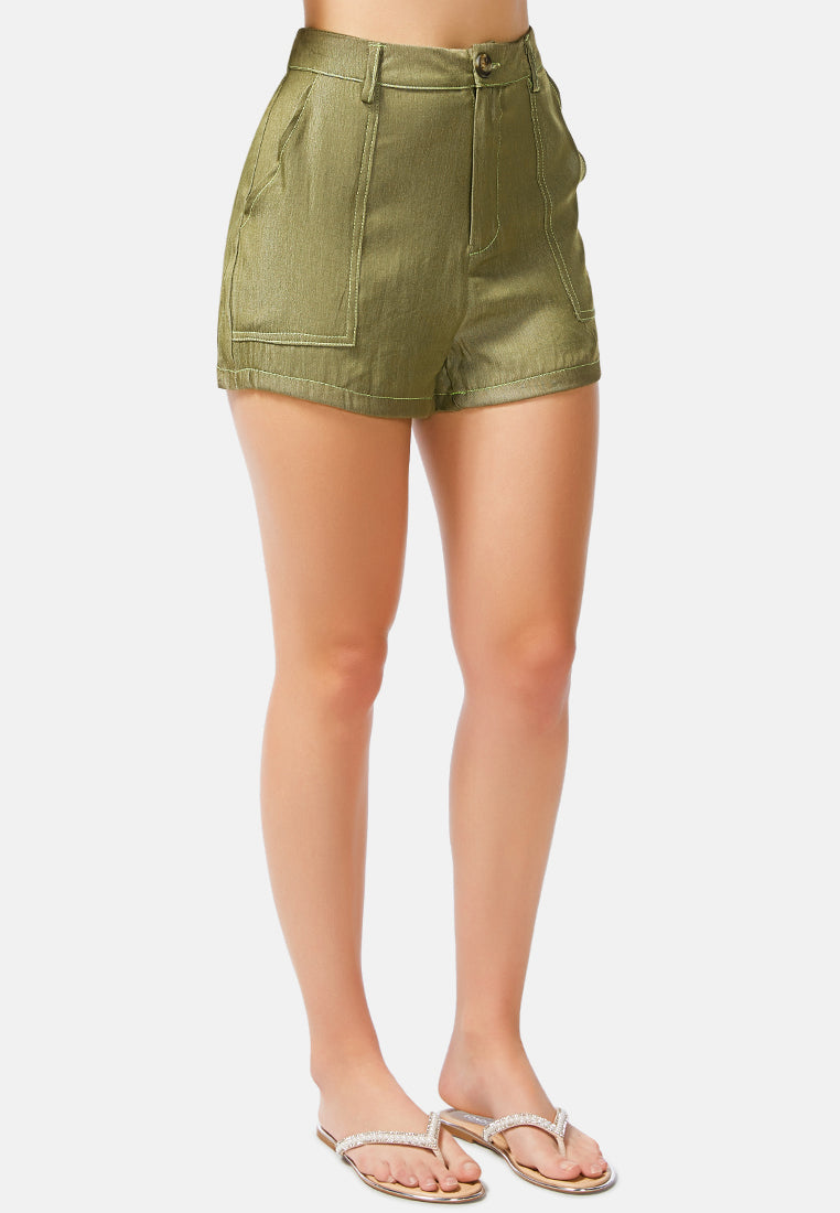 Women Shorts In Contrast Seam