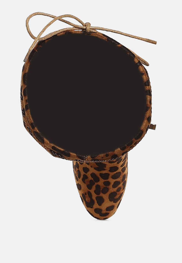 women minimal drawstring detail knee-high boots#color_leopard
