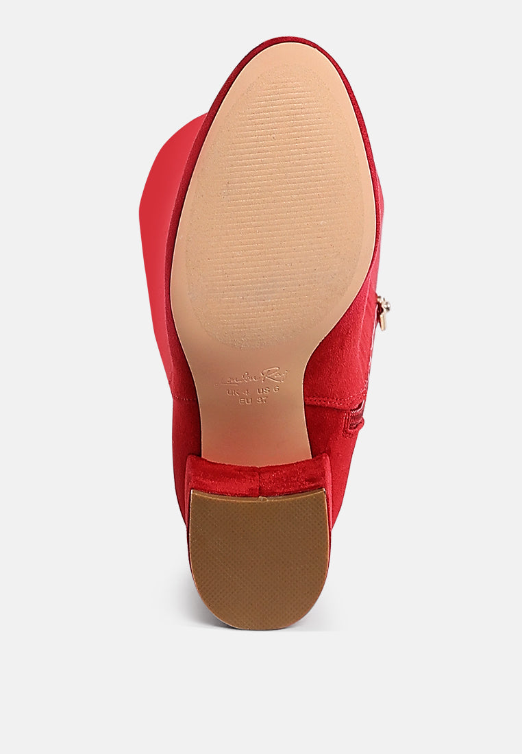 women minimal drawstring detail knee-high boots#color_red