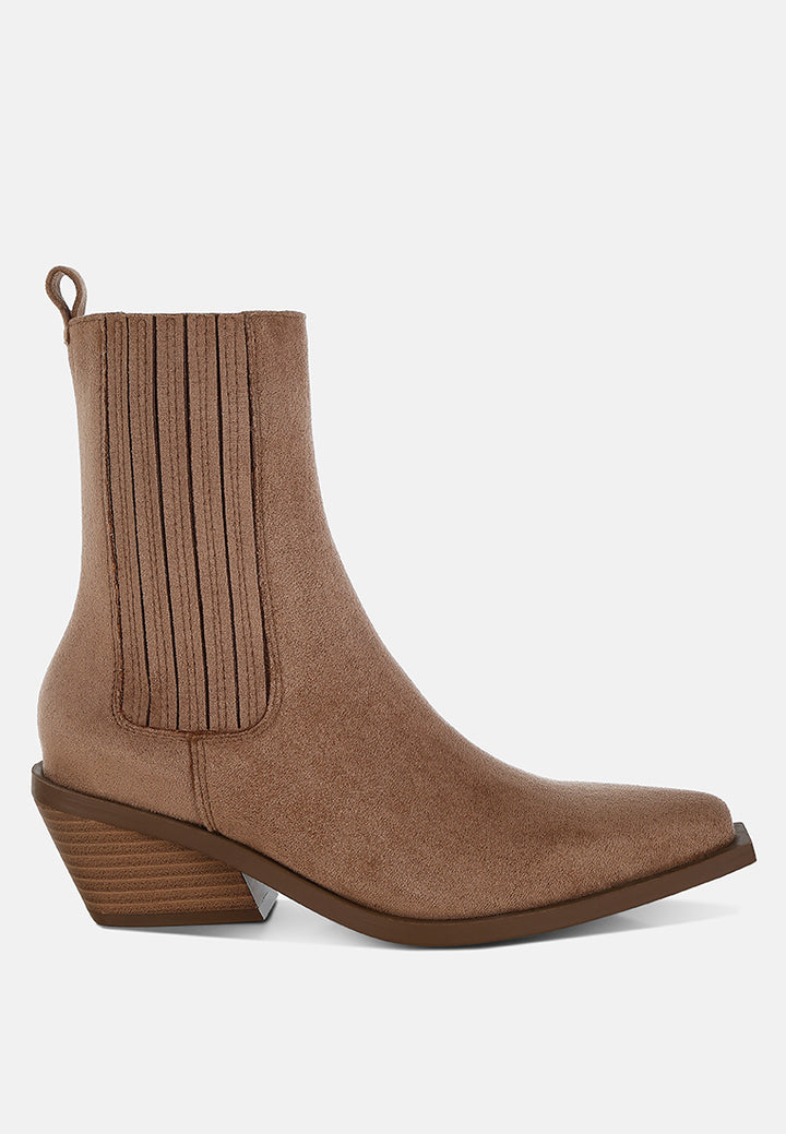 women high ankle microfiber chelsea boots#color_beige