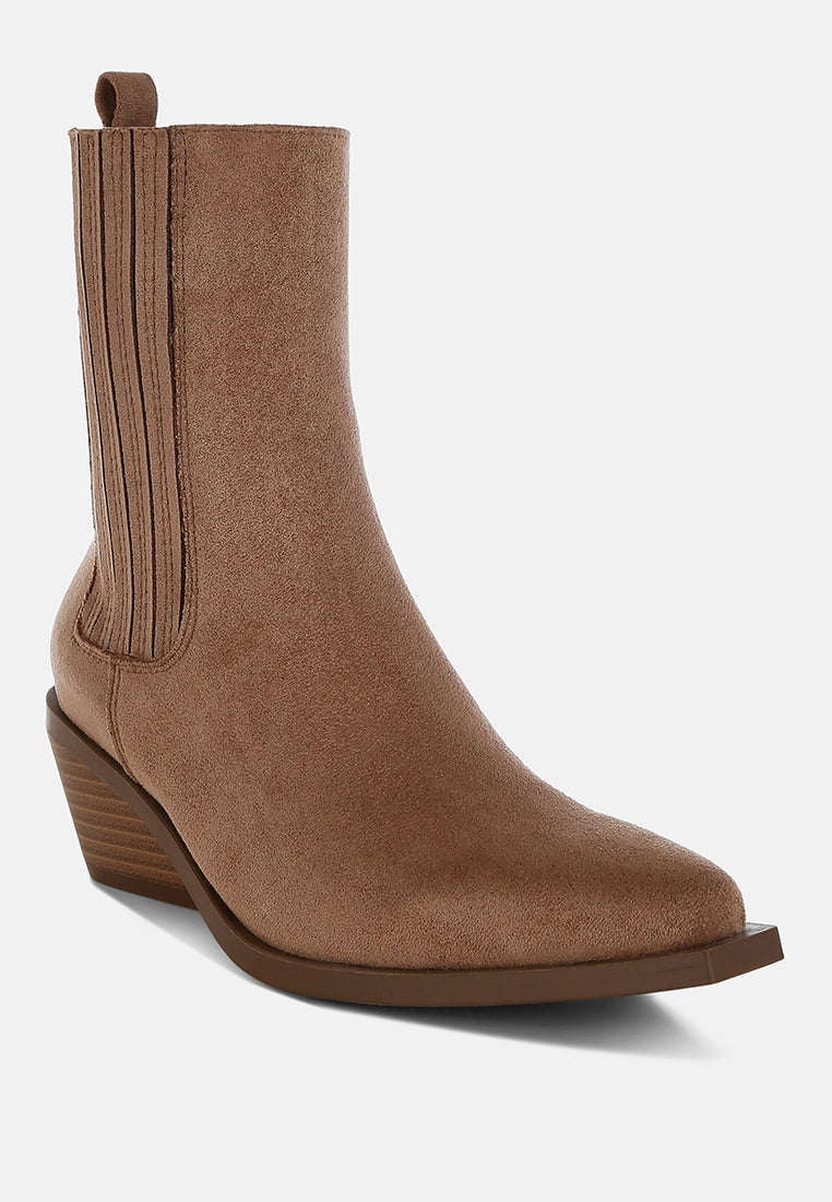 women high ankle microfiber chelsea boots#color_beige