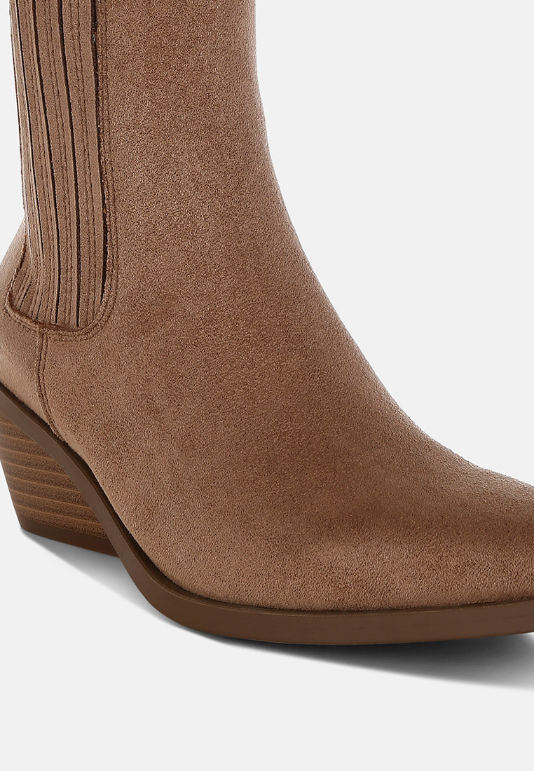 women high ankle microfiber chelsea boots#color_beige