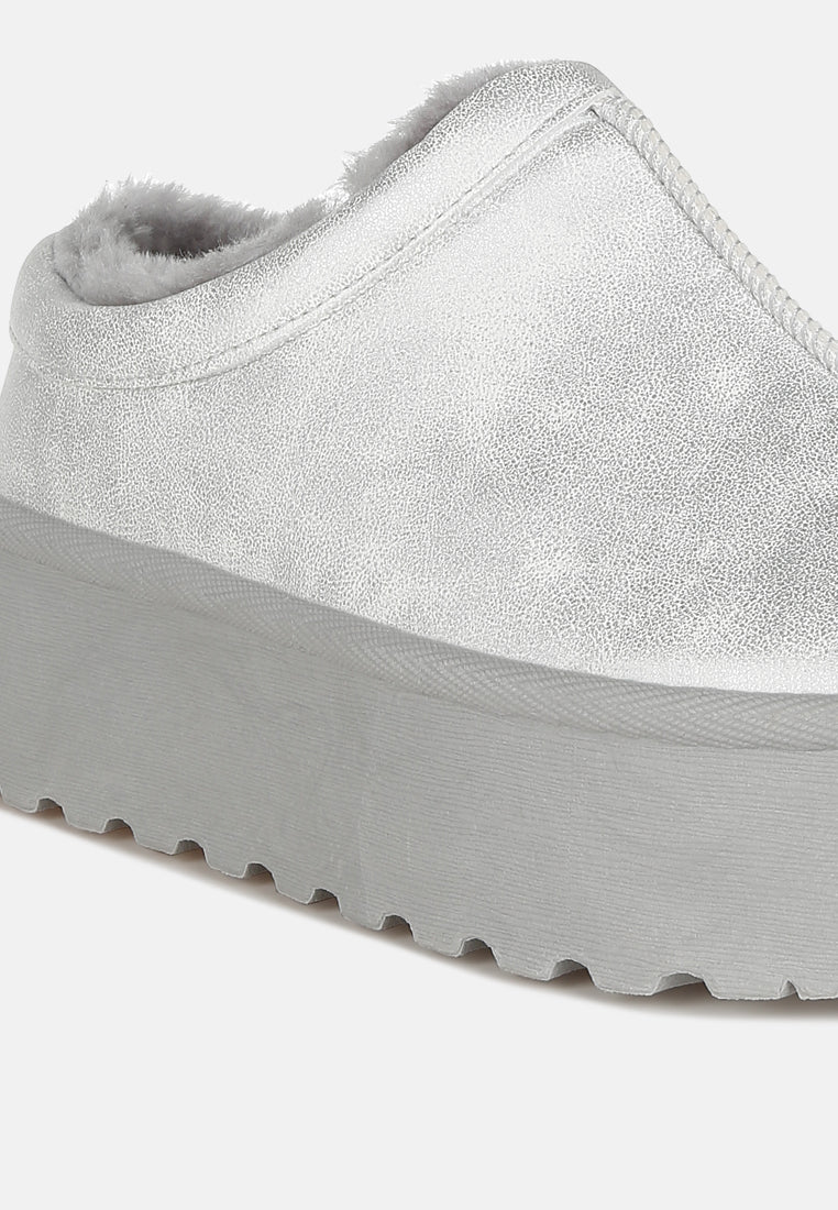 women faux leather platform classic slip-on#color_silver