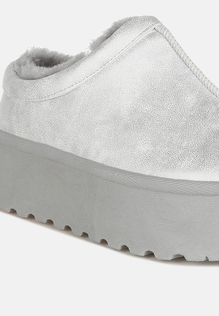 women faux leather platform classic slip-on#color_silver