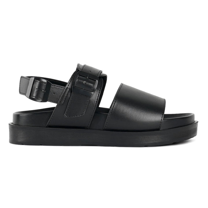 women pin buckle flatform sandals#color_black