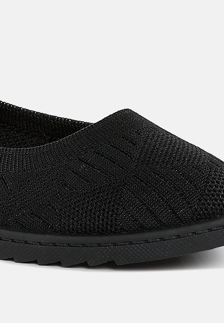 women knitted flat ballet flats#color_black