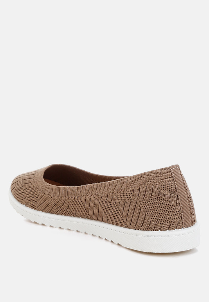 women knitted flat ballet flats#color_taupe