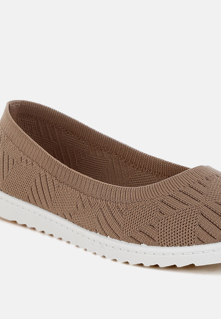 women knitted flat ballet flats#color_taupe