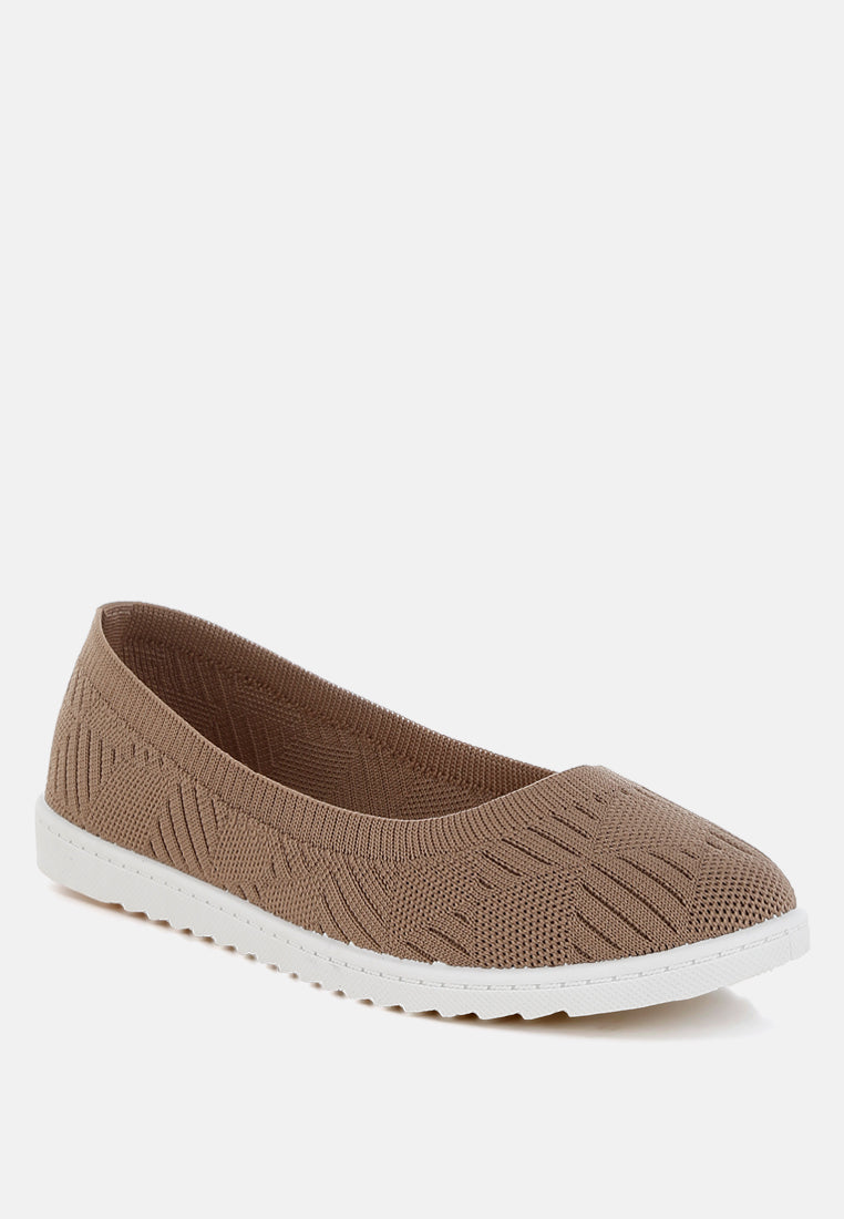 women knitted flat ballet flats#color_taupe
