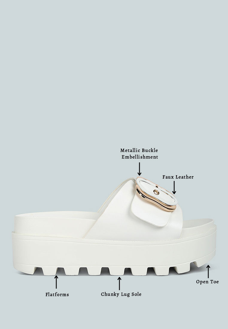 women lug sole flatform sliders#color_white