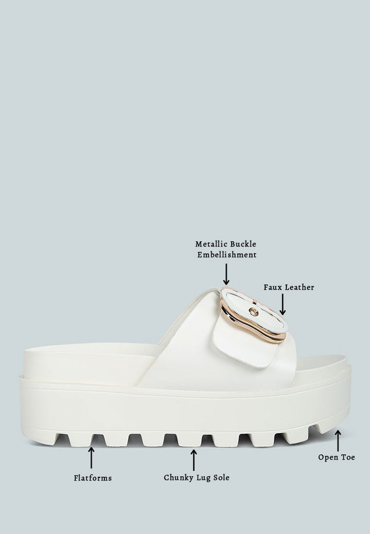 women lug sole flatform sliders#color_white