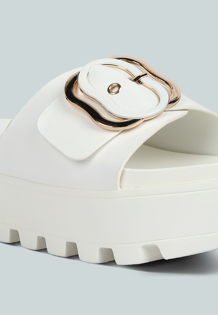 women lug sole flatform sliders#color_white