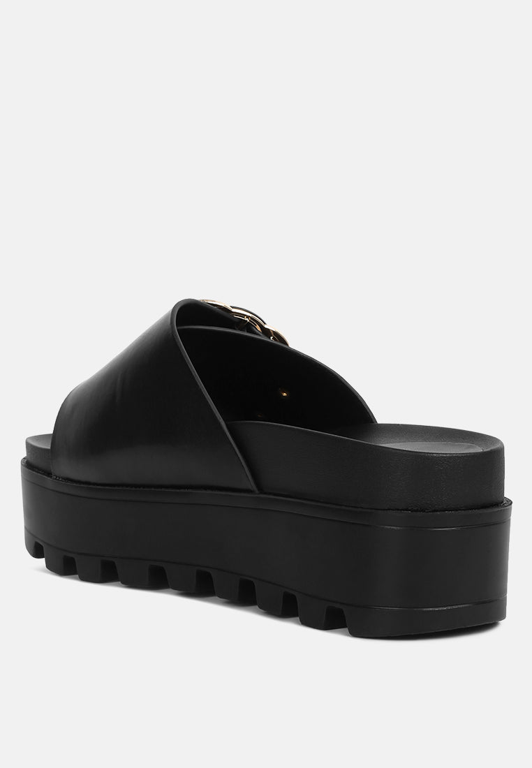 women lug sole flatform sliders#color_black