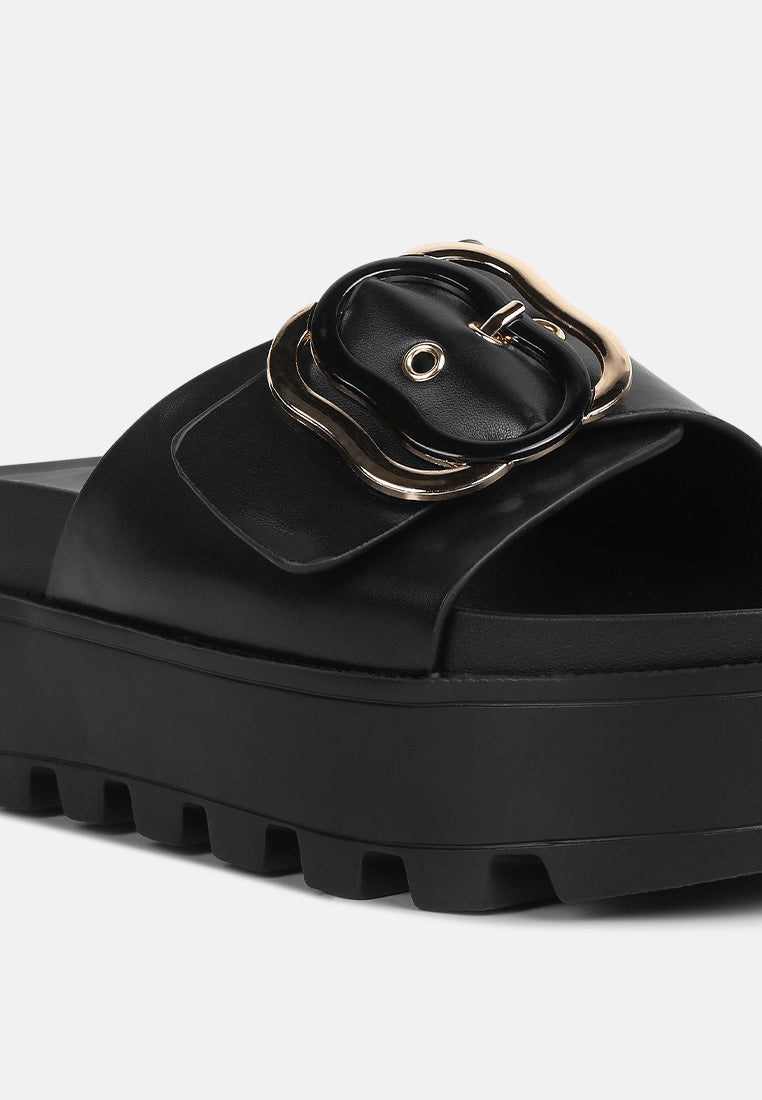 women lug sole flatform sliders#color_black