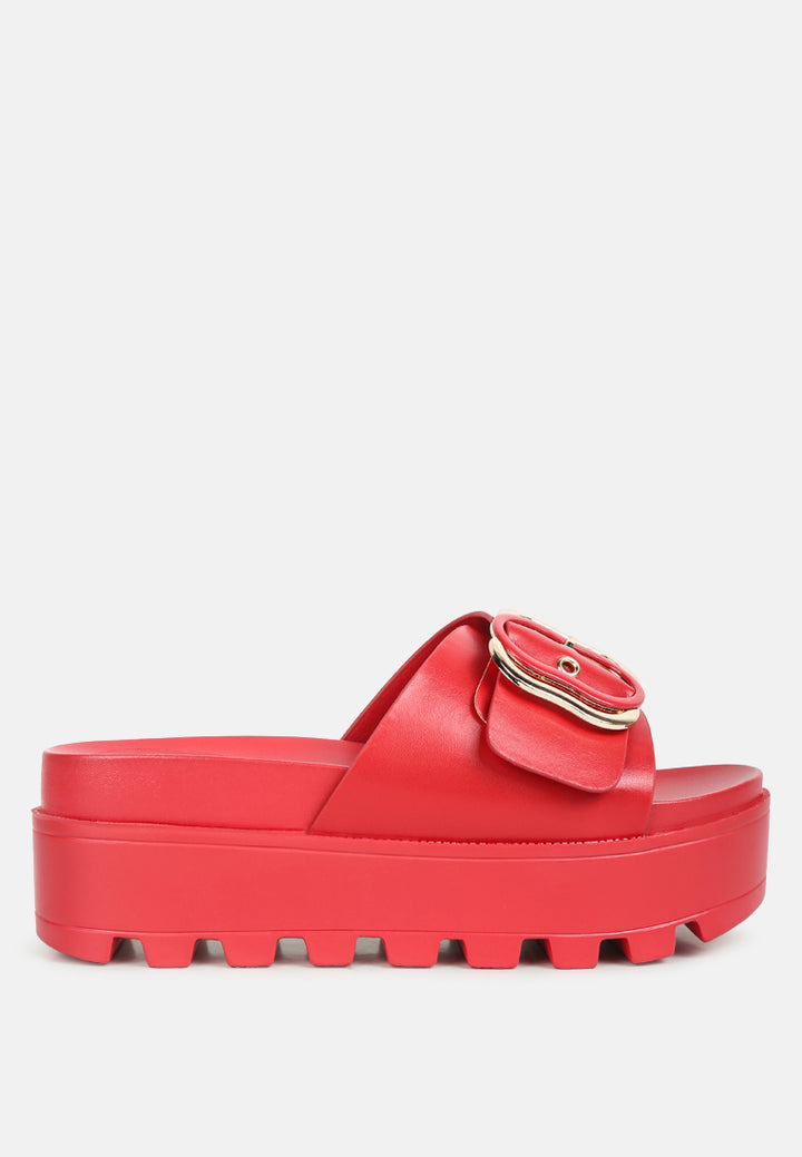 women lug sole flatform sliders#color_red