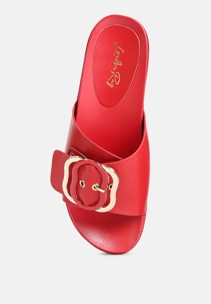 women lug sole flatform sliders#color_red