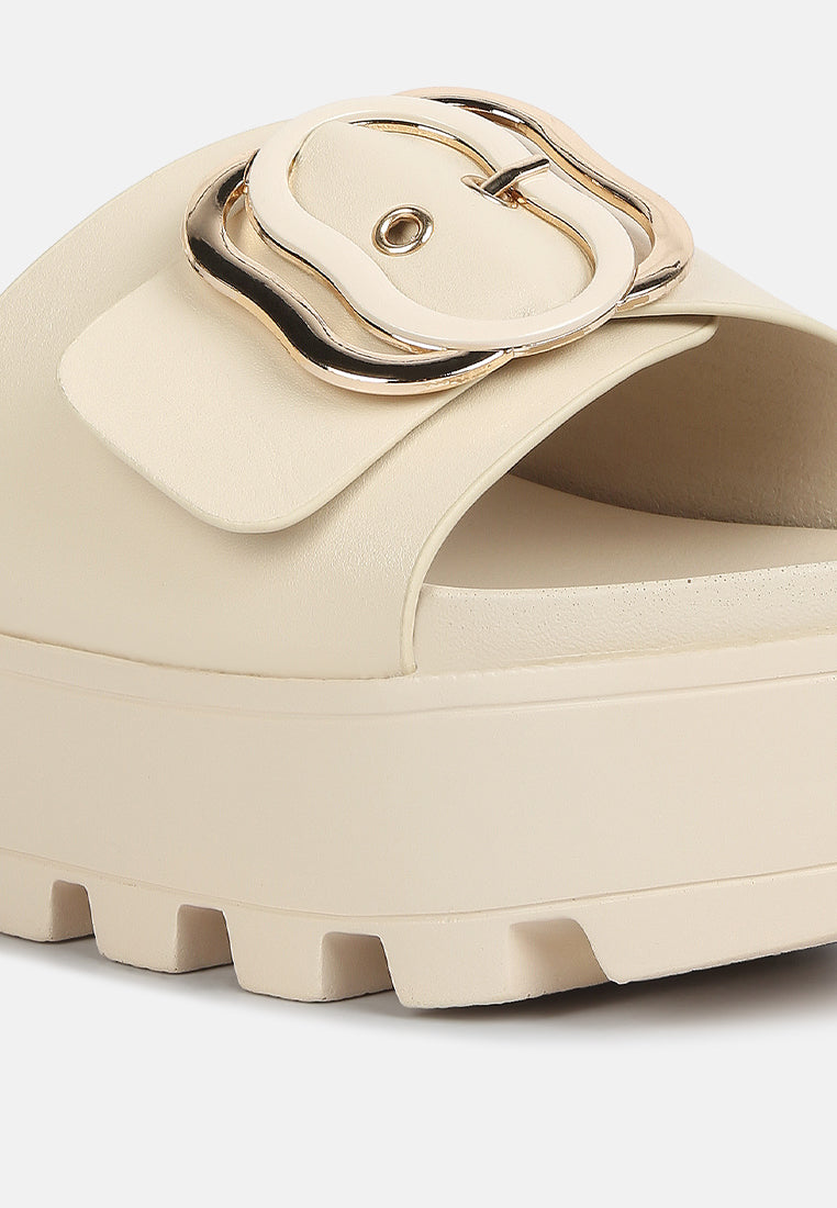 women lug sole flatform sliders#color_beige