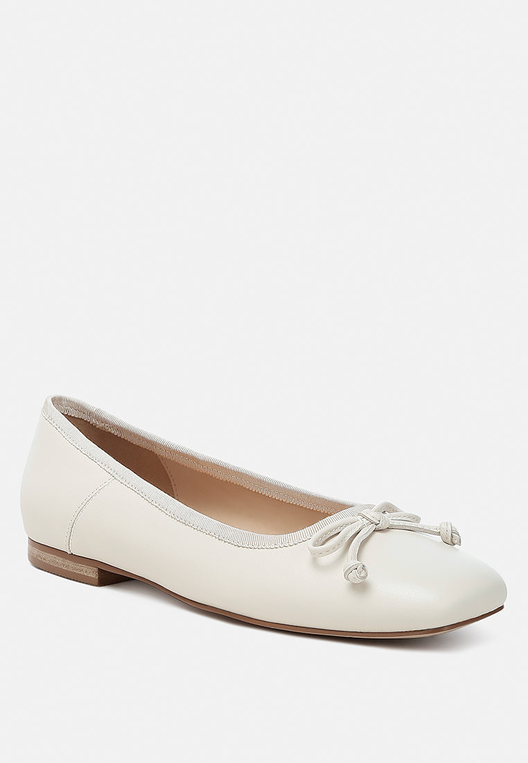 women square-toe bow ballerinas#color_beige