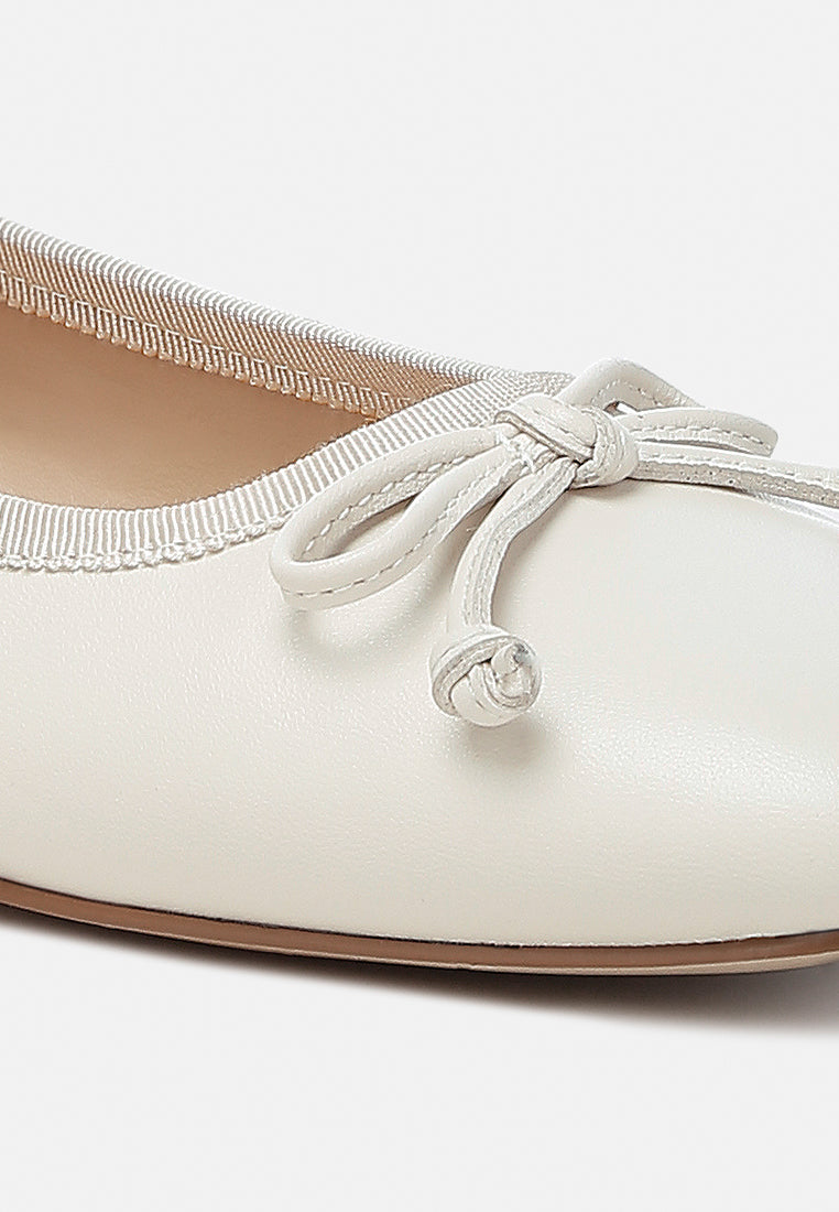 women square-toe bow ballerinas#color_beige