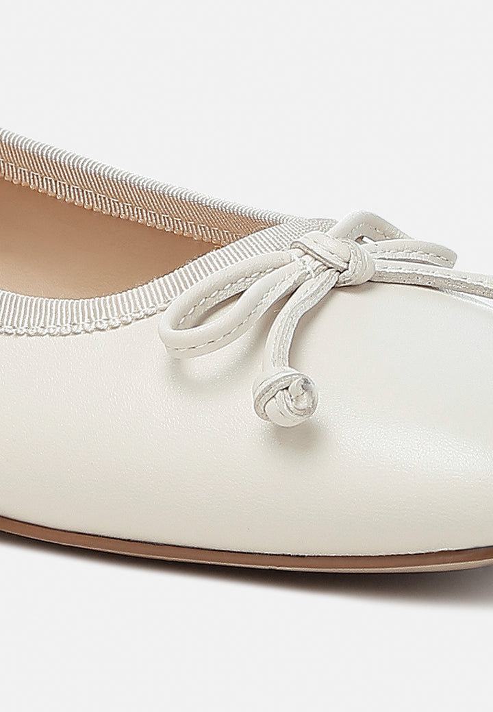 women square-toe bow ballerinas#color_beige