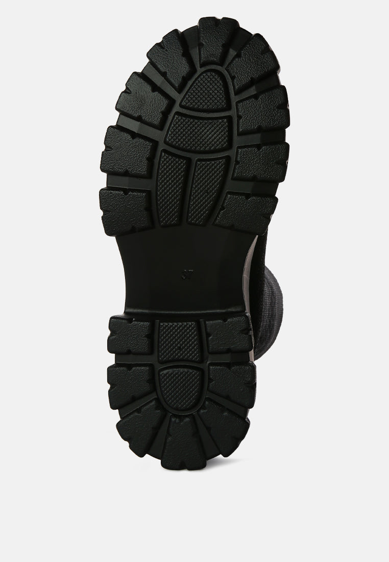 women stretch knit ankle boots#color_black