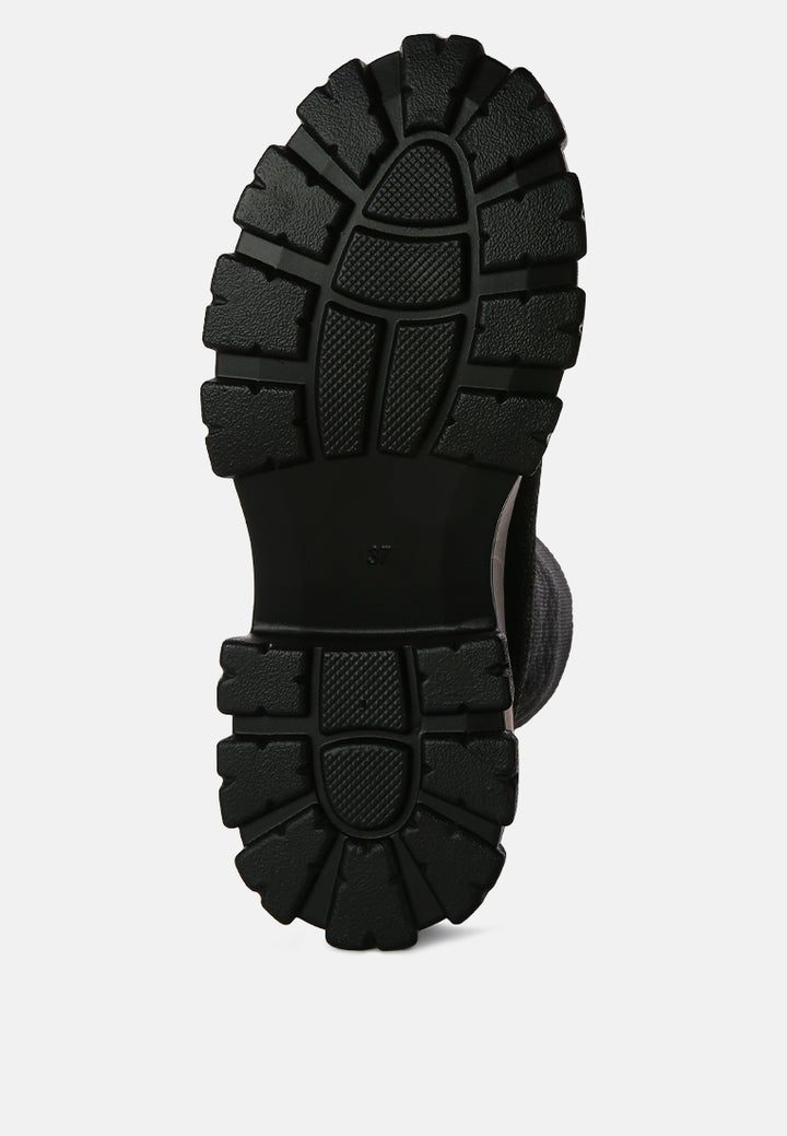 women stretch knit ankle boots#color_black