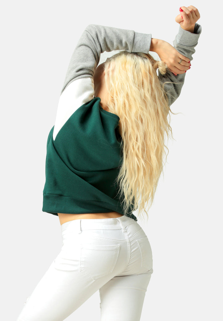 women color block sweatshirt in wine#color_dark green